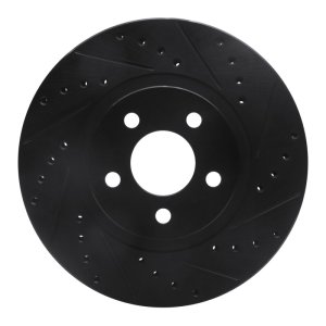 Chrysler PT Cruiser Brake Rotor (1) - Front Right - R1 Concepts - Drilled & Slotted - Black - `01-`10